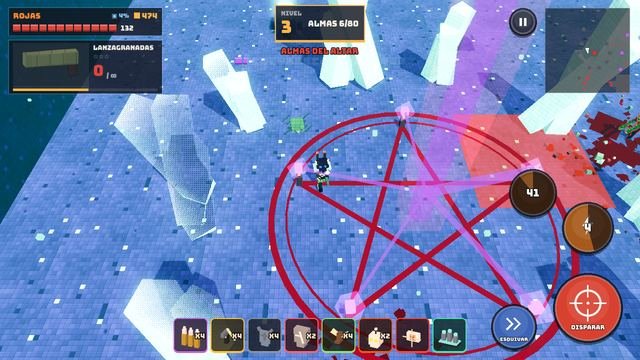 Nivel de nieve: el pentagrama del ritual rodeado de monstruos